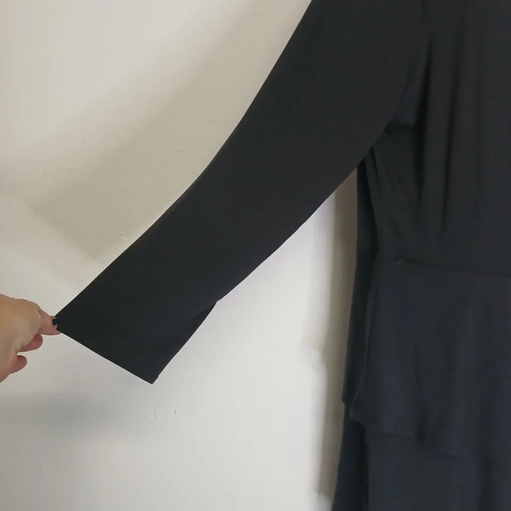 NWT LuLaRoe Georgia Black 3 tier ruffle mid length dress long sleeve size 3X - Picture 6 of 9